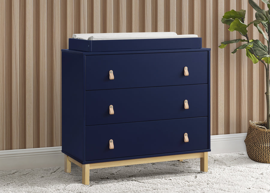Navy with Natural (1481) 2-babyGap Legacy 3 Drawer Dresser with Leather Pulls