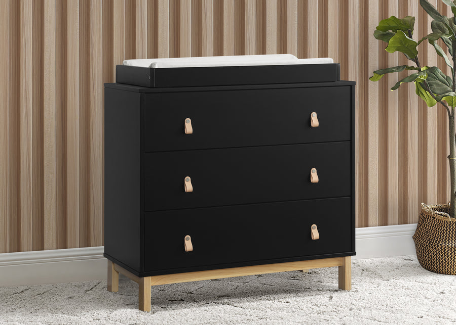 Ebony with Natural (1482) 10-babyGap Legacy 3 Drawer Dresser with Leather Pulls
