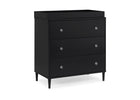 Ebony (0011) 3-Bowie 3 Drawer Dresser with Changing Top and Interlocking Drawers