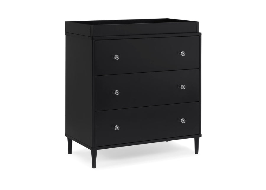 Ebony (0011) 3-Bowie 3 Drawer Dresser with Changing Top and Interlocking Drawers