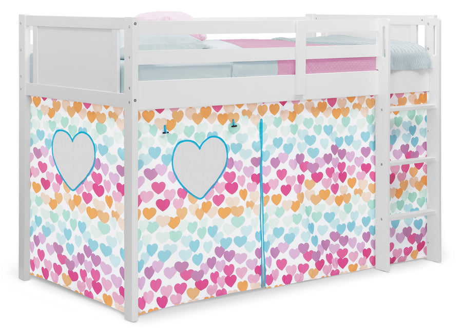Hearts (3014) 16-Bed Tent - Curtain Set for Twin Loft or Bunk Bed (Bed Sold Separately)