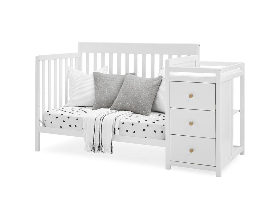 Bianca White with Natural (123) 6-Flynn 5-in-1 Convertible Crib and Changer