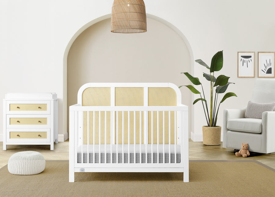 Bianca White with Textured Almond (1508) 10-Theo 6-in-1 Convertible Crib