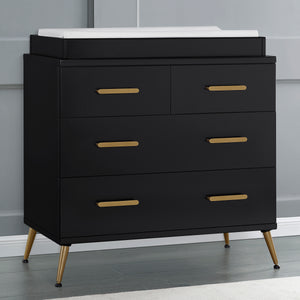 Ebony with Melted Bronze (1500) 14-Sloane 4 Drawer Dresser with Changing Top and Interlocking Drawers