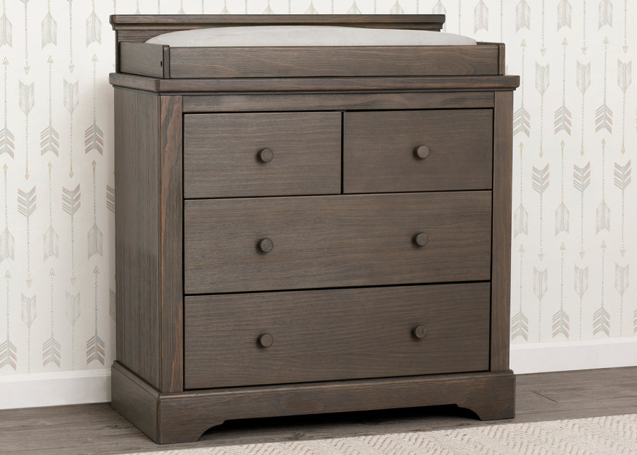 Rustic Grey (084) 1-Paloma 4 Drawer Dresser with Changing Top and Interlocking Drawers