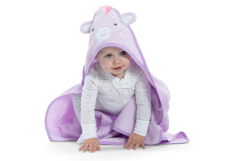 Light Purple Unicorn (1262) 12-Personalized Baby Hooded Bath Towel