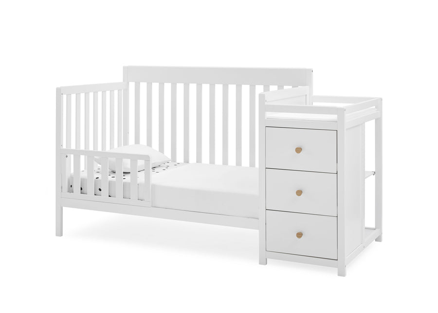 Bianca White with Natural (123) 4-Flynn 5-in-1 Convertible Crib and Changer