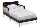 Children's bed with black frame and wooden slats on a white background 4-Logan Wood Toddler Bed