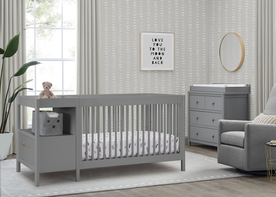 Grey (026) 1-Zoe 5-in-1 Convertible Crib and Changer
