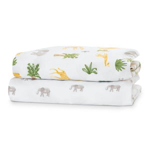 Safari Friends (3414) 13-Fitted Crib Sheets - 2 Pack