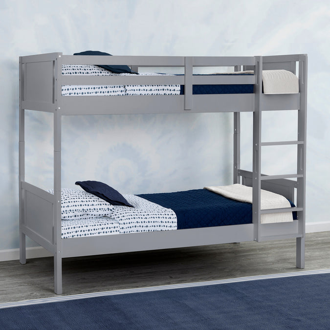 Convertible Twin Bunk Bed with Ladder and Guardrails 5-Convertible Twin Bunk Bed with Ladder and Guardrails