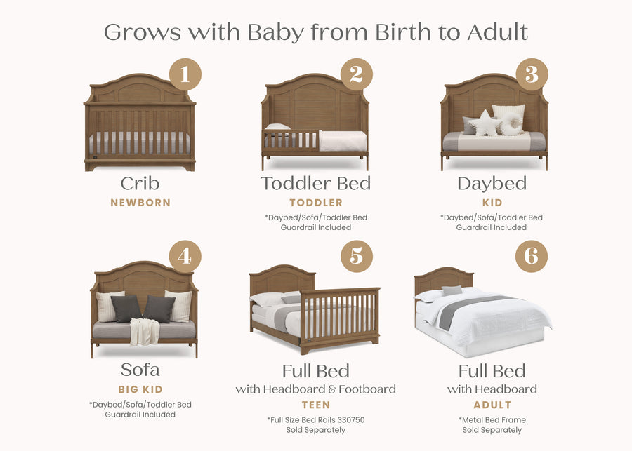 Aged Oak (845) 35-Asher 6-in-1 Convertible Crib