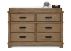 Aged Oak (845) 15-Asher 6 Drawer Dresser with Changing Top and Interlocking Drawers