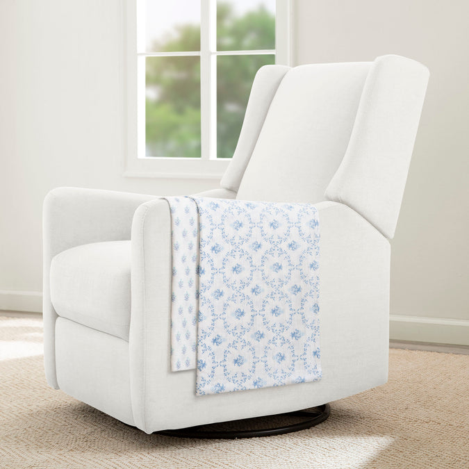 Blue Botanicals (3035) 11-100% Cotton Muslin Baby Receiving Blankets - 2 Pack