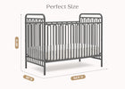Metallic crib with dimensions labeled on a white background 21-Darcy 4-in-1 Convertible Metal Crib