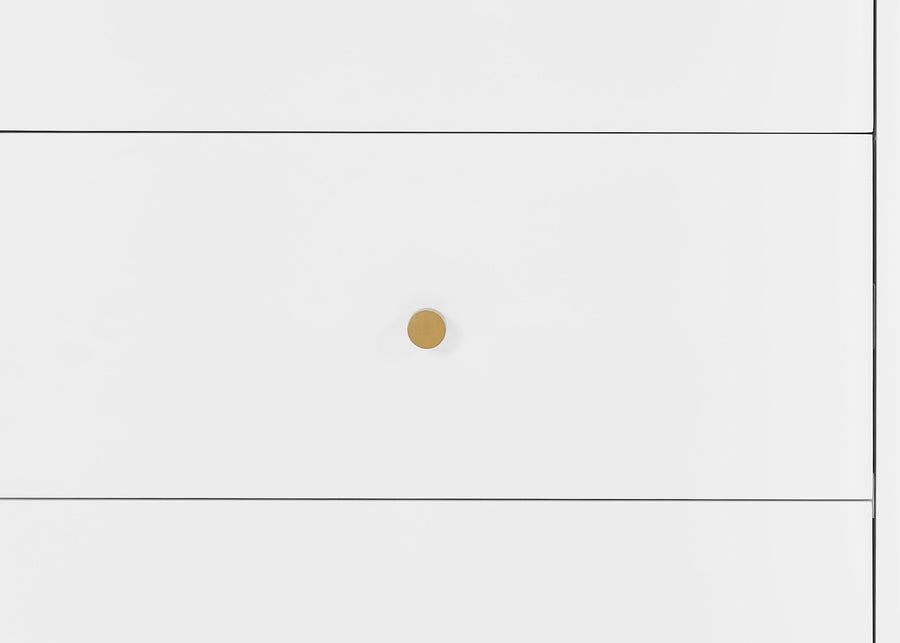 Bianca White with Acorn (1509) 10-James 6 Drawer Dresser with Changing Top and Interlocking Drawers