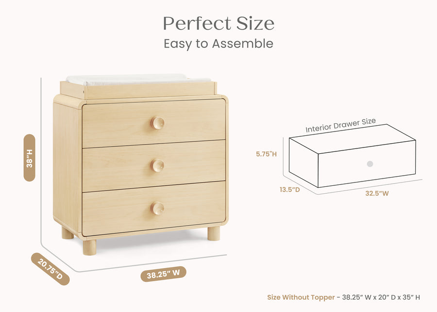Natural Sandstone (1544) 4-Ari 3 Drawer Dresser with Changing Top