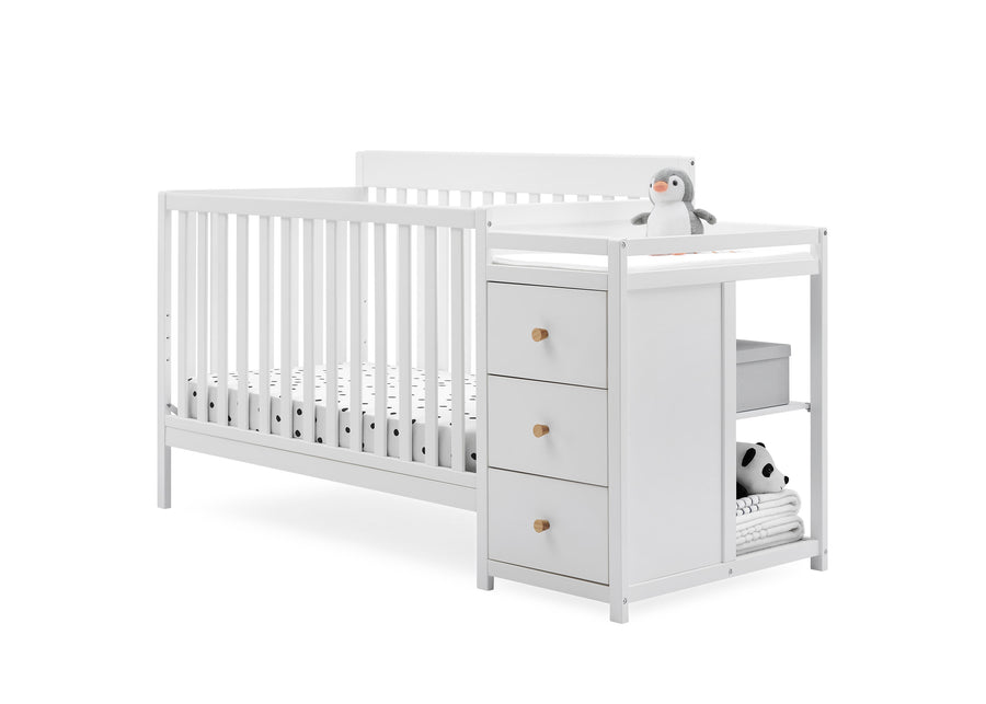 Bianca White with Natural (123) 8-Flynn 5-in-1 Convertible Crib and Changer