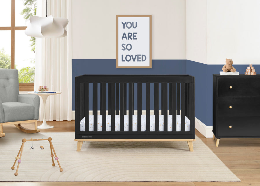 Ebony with Natural (1482) 1-Frankie 4-in-1 Convertible Crib