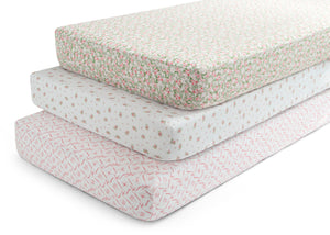 Pink Floral (3034) 17-Fitted Crib Sheets - 3 Pack