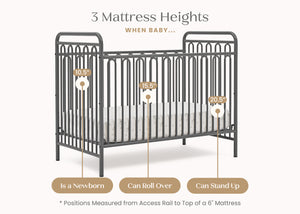 Charcoal Grey (1431) 6-Darcy 4-in-1 Convertible Metal Crib