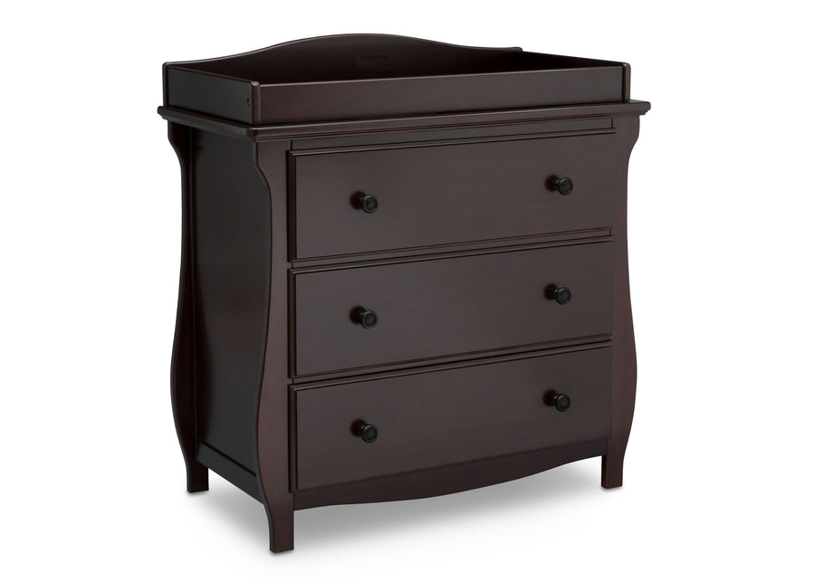 Dark Chocolate (207) 10-Lancaster 3 Drawer Dresser with Changing Top and Interlocking Drawers