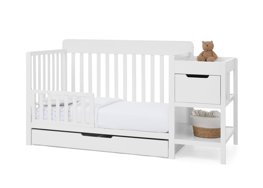 Bianca White (130) 41-Maya 5-in-1 Convertible Crib and Changer with Storage