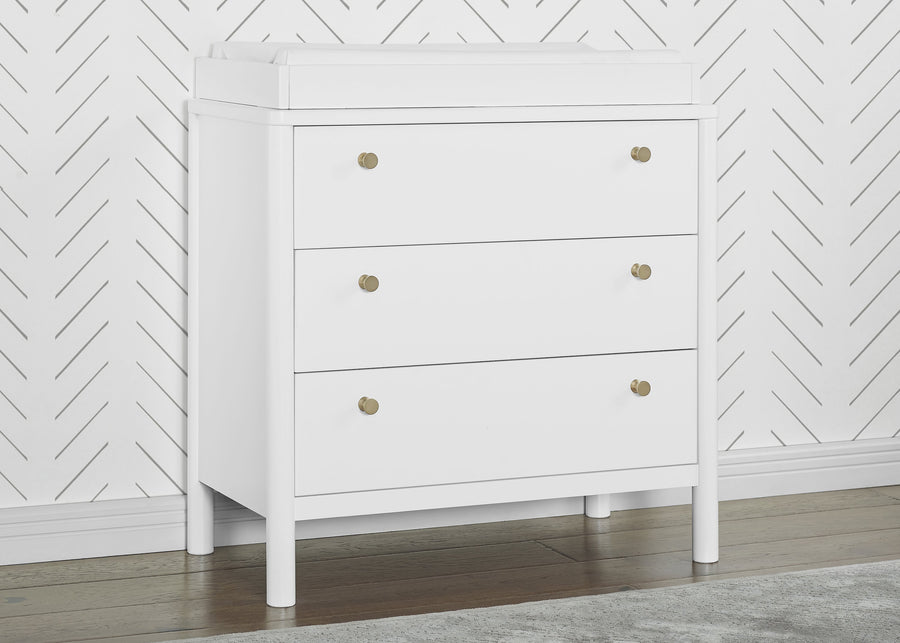 Bianca White (130) 5-Remy 3 Drawer Dresser with Changing Top