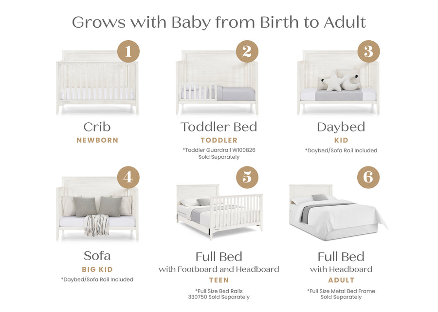 Antique White (1545) 3-Kendall 6-in-1 Convertible Crib