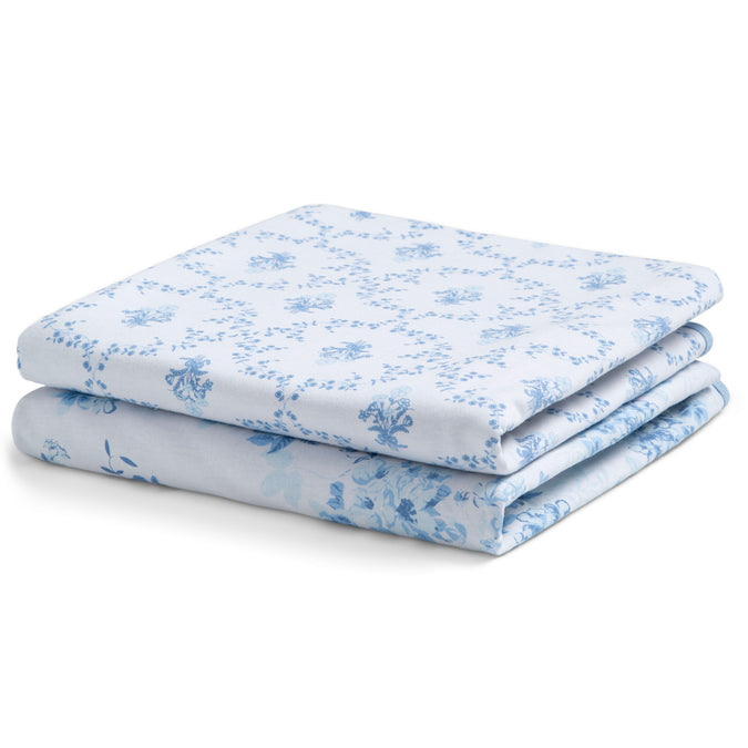 DCB: Blue Botanicals (3035) 12-100% Organic Jersey Cotton Baby Receiving Blankets - 2 Pack