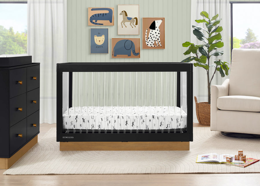 Midnight Grey with Acorn (1510) 16-James Acrylic 4-in-1 Convertible Crib