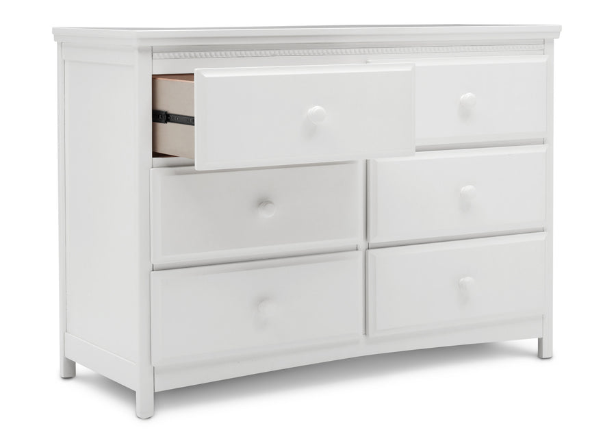 Bianca White (130) 8-Emerson 6 Drawer Dresser with Interlocking Drawers