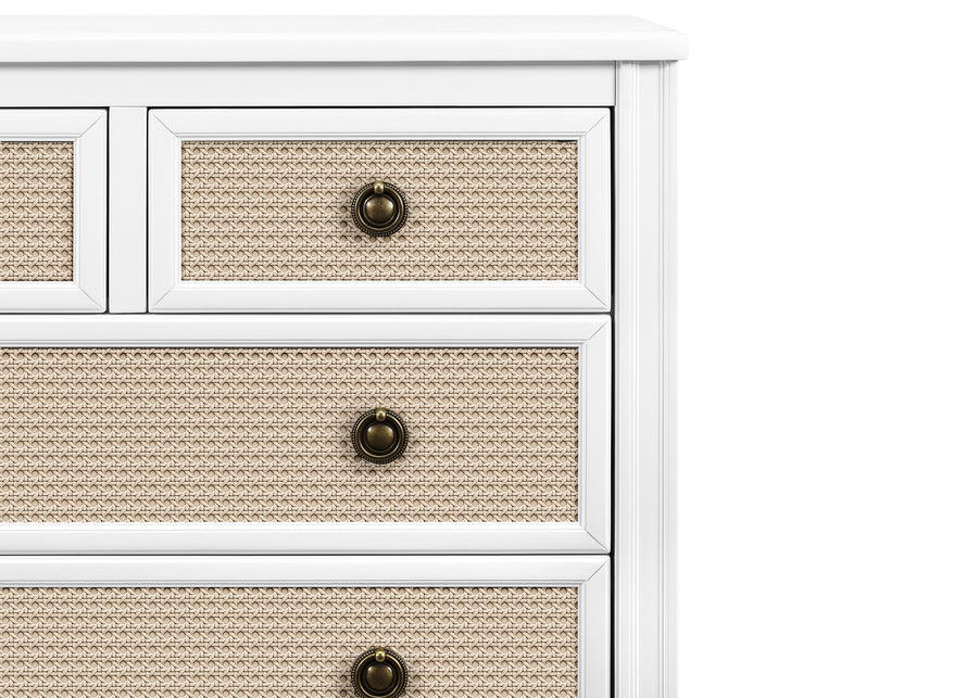 Bianca White with Textured Almond (1508) 5-Madeline 4 Drawer Dresser with Changing Top and Interlocking Drawers
