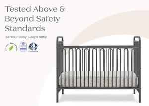 Charcoal Grey (1431) 7-Darcy 4-in-1 Convertible Metal Crib