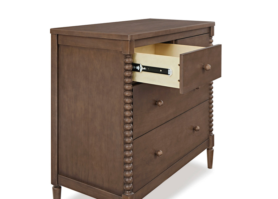 Teak Brown (1526) 6-Saint 4 Drawer Dresser with Changing Top and Interlocking Drawers