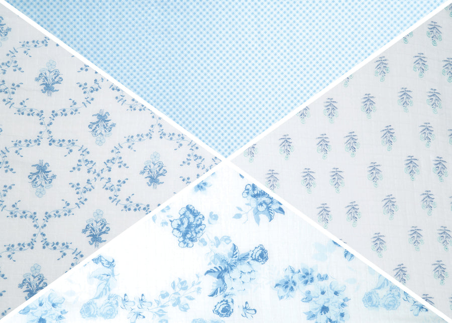 Blue Botanicals (3035) 9-100% Cotton Muslin Baby Receiving Blankets - 4 Pack