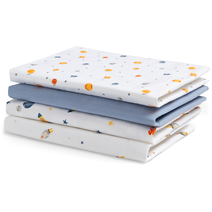 DCB: Space Exploration (3235) 12-100% Cotton Flannel Baby Receiving Blankets - 4 Pack