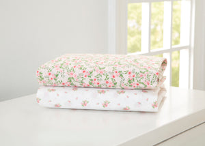 Pink Floral (3034) 0-Fitted Crib Sheets - 2 Pack