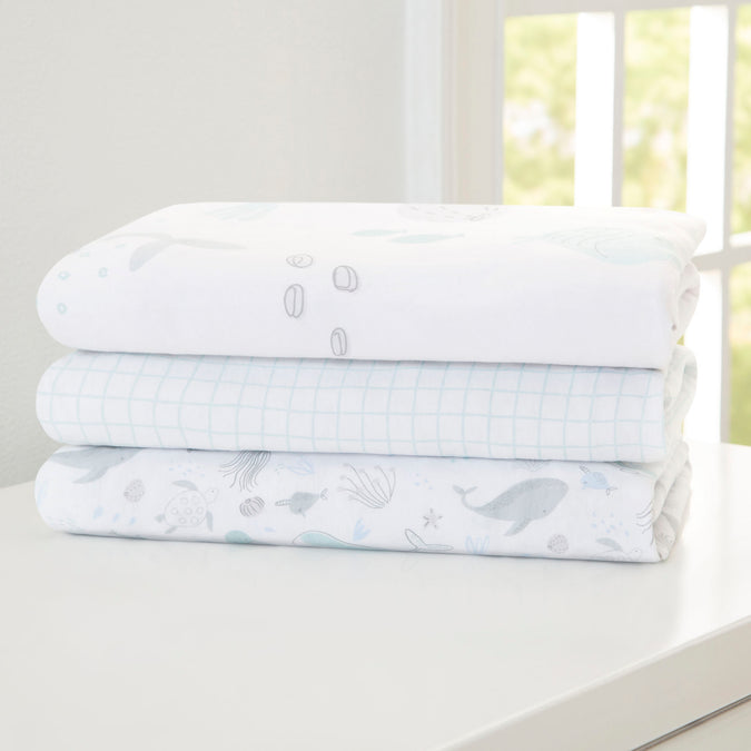 Sea Life (3236) 13-100% Organic Cotton Fitted Crib Sheets - 3 Pack