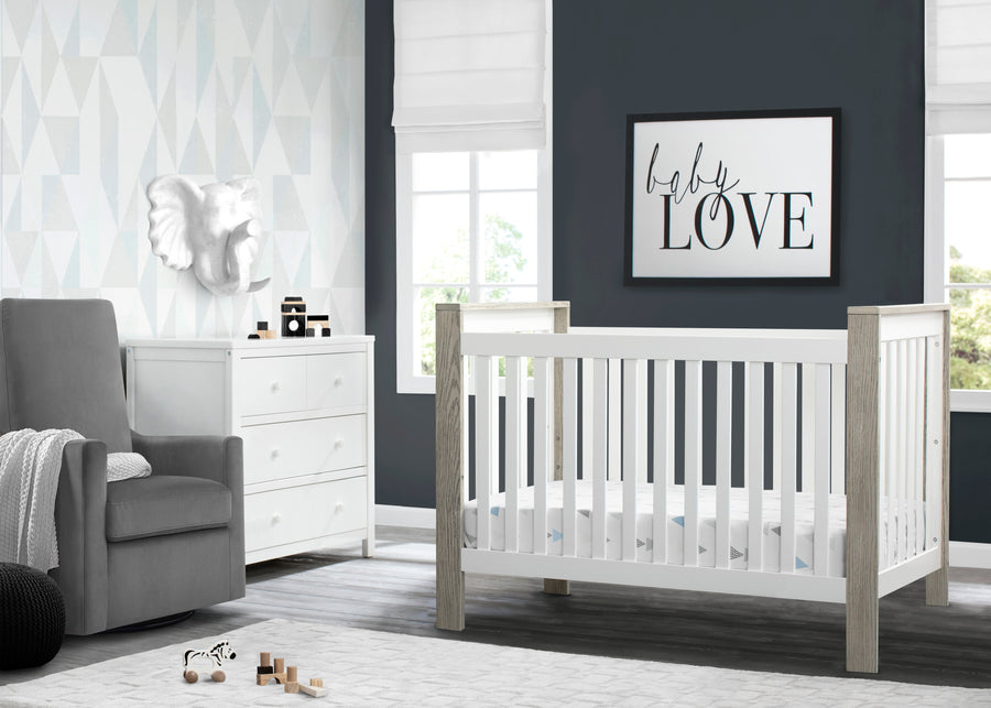 Bianca White with Textured Limestone (184) 16-Miles 4-in-1 Convertible Crib