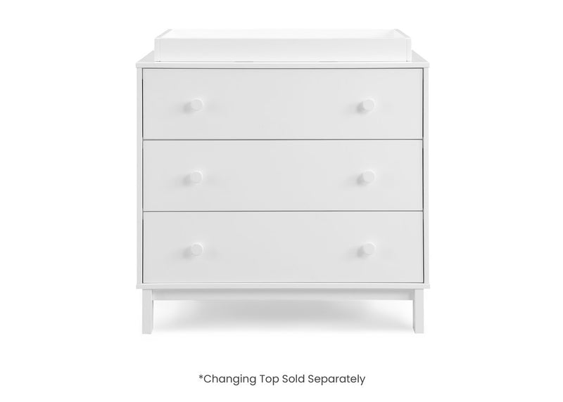 White dresser with three drawers on a white background 30-babyGap Legacy 3 Drawer Dresser with Interlocking Drawers