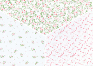 Pink Floral (3034) 18-Fitted Crib Sheets - 3 Pack