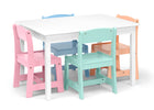 Bianca White with Pastel (1235) 2-MySize Kids Table with 4 Chairs