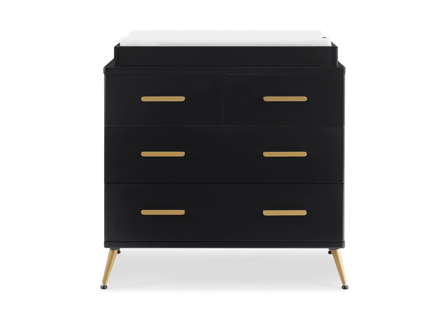 Ebony with Melted Bronze (1500) 7-Sloane 4 Drawer Dresser with Changing Top and Interlocking Drawers