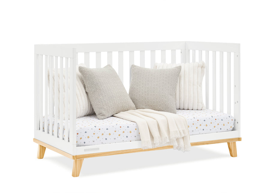 Bianca White with Natural (123) 30-Frankie 4-in-1 Convertible Crib