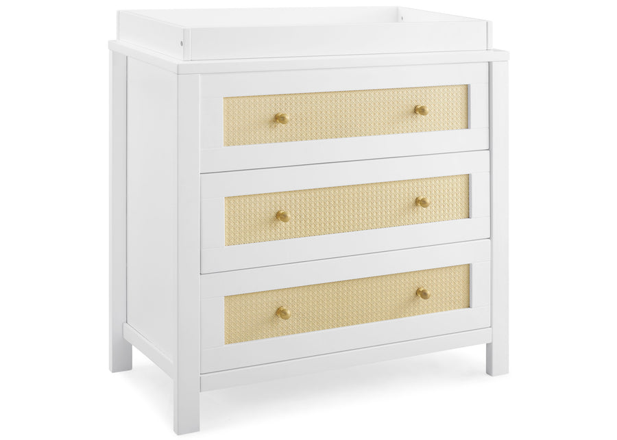 Bianca White with Textured Almond (1508) 8-Theo 3 Drawer Dresser with Changing Top