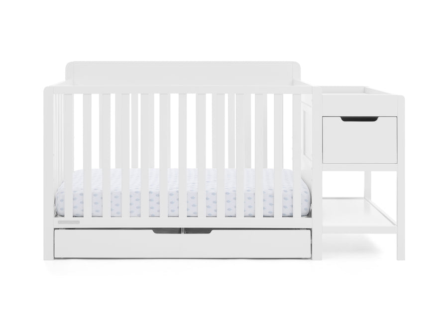 Bianca White (130) 39-Maya 5-in-1 Convertible Crib and Changer with Storage