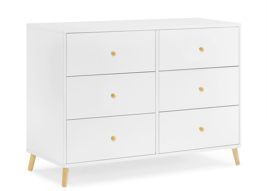 Bianca White with Natural (123) 6-Essex 6 Drawer Dresser with Interlocking Drawers