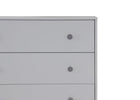 Gray dresser with three drawers on a white background 10-babyGap Legacy 3 Drawer Dresser with Interlocking Drawers