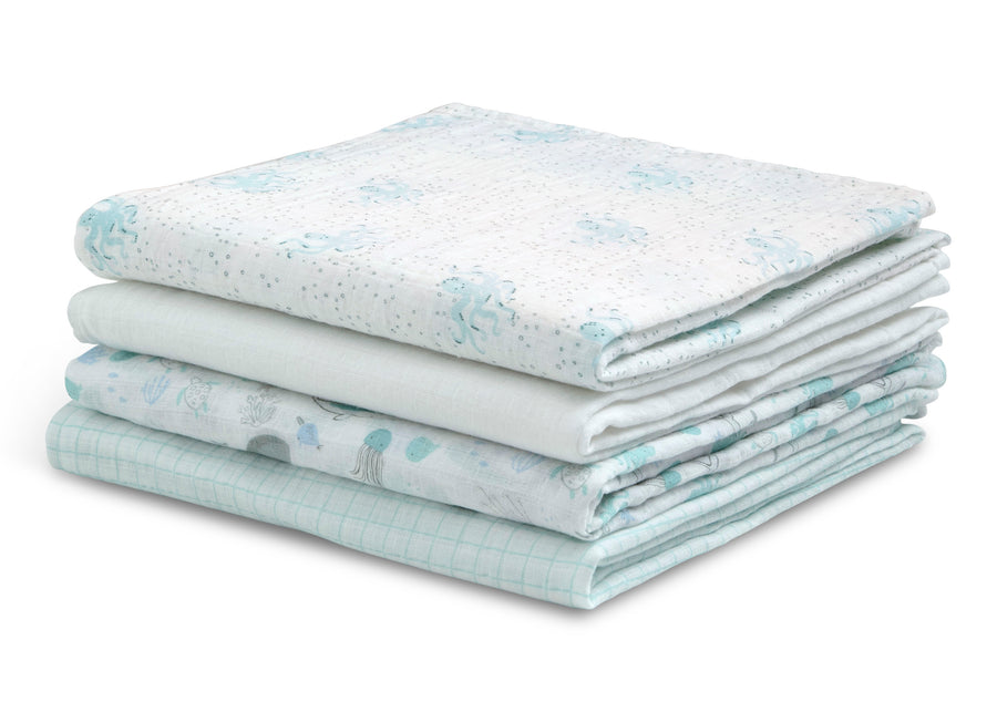 Sea Life (3236) 4-100% Cotton Muslin Baby Receiving Blankets - 4 Pack